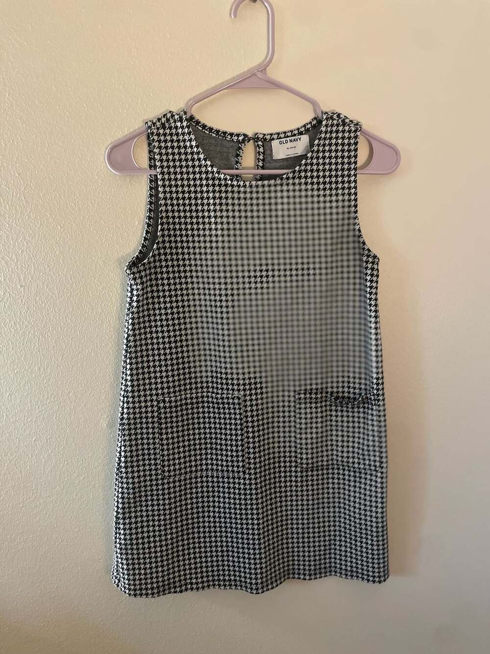 Old Navy Girls Sleeveless Jacquard-Knit Pocket Dress Houndstooth XL 14-16